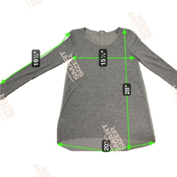 NWT Ann Taylor Tunic Petite XS Gray Lng Sleeve Knit Frnt Blouse Back Casual Chic - Picture 5 of 7
